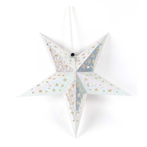 Ornamento colgante de Navidad, decoración de papel láser, <span class=keywords><strong>estrella</strong></span> dorada, patrón de cinco estrellas, Festival, centro comercial - Product Image 2