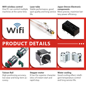 Máquina de Corte Láser de CO2 6090 1390, Máquina de Grabado y Corte Láser CNC de Escritorio para Acrílico, Vidrio, Madera y Cuero - Product Image 4