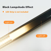 Profilé LED en aluminium noir et argent avec support de canal et couvercle PC pour éclairage linéaire de meuble ou placard