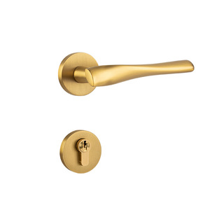 Ensemble de poignées de porte intérieures en laiton massif avec serrures et clés, idéal pour villas de luxe et hôtels – Vente en gros usine - Product Image 1