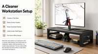 Premium Version 3.0 White Metal Monitor Support with 6 High-Speed Tech Ports and Integrated Stand