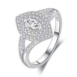 Nouveau cheval oeil plein diamant 925 argent sterling luxe tendance simple bague en zircon pour les femmes