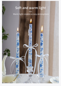 Bougie parfumée en porcelaine bleue et blanche de 25 cm, dîner romantique chinois aux chandelles, mariage, fête, usage domestique, sans fumée - Product Image 6