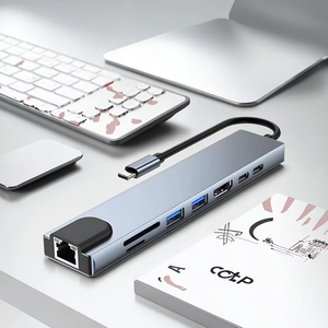 Hub adaptor Multi-port USB Tipe C, Hub pengisian daya PD Multi-port 8-in-1 USB Tipe C Hub dengan 4K HDTV HDMI USB 3.0 SD - Product Image 2