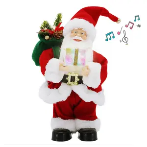 12Inch Tùy Chỉnh Giáng Sinh Sang Trọng Điện Santa Claus Hoạt Hình Led Hát Nhảy Múa Đỏ Figurie Xmas Giáng Sinh Trang Trí Âm Nhạc Xmas