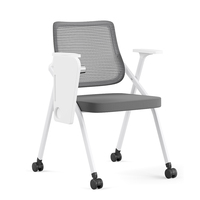 Chaise de bureau moderne empilable en maille respirante, idéale pour réunions et visiteurs, avec tablette d'écriture, pliable, garantie 3 ans - Meilleur prix