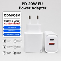 Adaptador de Corriente PD de 20 W, Cargador de Pared USB-A de Doble Puerto Tipo C, Enchufe Europeo, Indicador LED, Carga Rápida, Protección Contra Sobrecargas