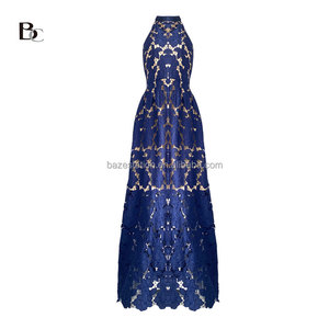All'ingrosso di fascia alta abbigliamento Premium OEM/ODM fabbrica boutique di lusso Broderie ricamato a schiena bassa elegante abito personalizzato donna - Product Image 2