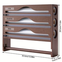 Support de rangement vertical en bambou pour cuisine, connectable, avec distributeur de sacs Ziplock et support pour papier d'aluminium, bac de comptoir multi-usages
