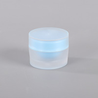 Pot à crème vide en acrylique à double paroi 5g 15g 30g 50g avec couvercle à vis transparent et anneau argenté pour échantillon de crème contour des yeux, cosmétique de voyage, vente en gros