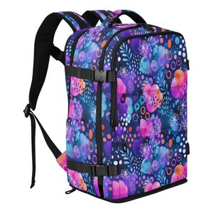 Sac à dos de sport décontracté coloré à motif floral à pois, imprimé personnalisé, sac à dos de loisirs en polyester, sac de voyage pour ordinateur portable pour femmes - Product Image 1