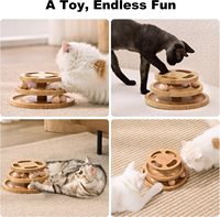 Juguete de Bolas de Bambú para Gatos con Rompecabezas en la Parte Superior, Torre de Bolas Giratoria Interactiva para Ejercicio de Gatitos en Interiores