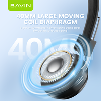 BAVIN Headset BT V5.3 nirkabel, headphone tanpa rasa penundaan BH38 kualitas suara HiFi dapat dilipat dan teleskopik
