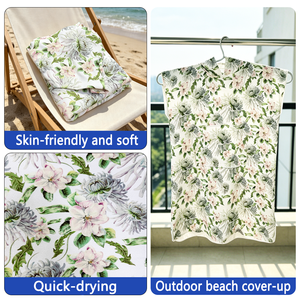 <span class=keywords><strong>Poncho</strong></span> de surf à sublimation imprimé sur mesure, peignoir de change à capuche en microfibre gaufrée, serviette de plage pour se changer - Product Image 3