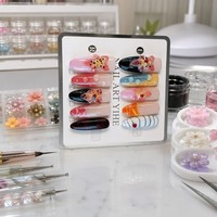 Faux ongles 3D en acrylique à presser, motifs fleurs et papillons, pré-dessinés, longs, forme Stiletto, Amande, Carré, pour usage professionnel en salon