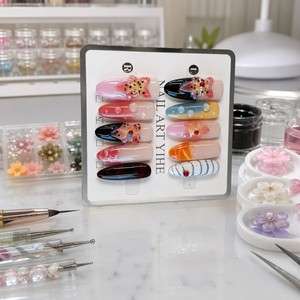 Uñas Postizas Acrílicas 3D con Diseño de Flores y Mariposas, Uñas Postizas Pre-Diseñadas, Largas, Estilo Stiletto, Almendradas, Cuadradas, para Salón de Belleza - Product Image 3