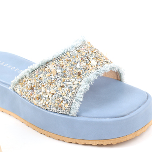Sandalias de verano con punta abierta para mujer, tacones altos cómodos con <span class=keywords><strong>cuñas</strong></span> <span class=keywords><strong>doradas</strong></span> para la temporada de primavera, plantilla de PU, cierre sin cordones - Product Image 5