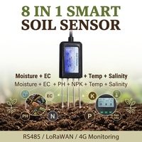 Capteur Intégré de Surveillance en Ligne du Sol Industriel 8-en-1 LORA LORAWAN IoT RS485 pour l'Humidité, la Température, l'EC, le PH, la Salinité et le NPK du Sol