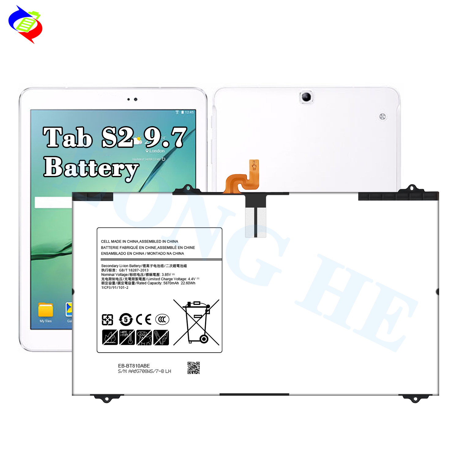 100% Brand New Tablet Battery for Samsung Galaxy Tab S2 9.7