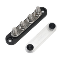 Barre omnibus 4 voies M8, bloc de distribution d'alimentation 150A, barre omnibus en cuivre nickelé avec couvercle pour câblage solaire de voiture et camping-car
