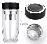 Infuseur à thé en verre avec passoire, bouteille d'eau, gobelet à thé en verre à Double paroi, pour thé en vrac, fruits