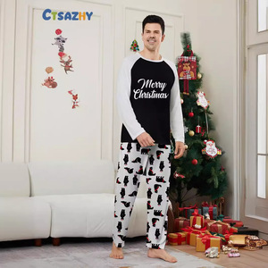 Eropa Amerika kepingan salju rusa Checker Natal Keluarga pakaian yang cocok baru pakaian rumah Set untuk orang tua anak-anak pabrik - Product Image 5