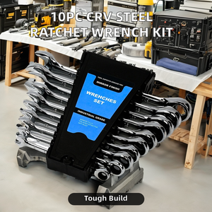 10 cái có thể điều chỉnh CRV thép ratcheting kết hợp cờ lê thiết lập 72 răng Spanner Ratchet với End Head dụng cụ cầm tay Kit - Product Image 2