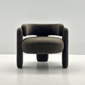 Fauteuil de salon moderne de style nordique en tissu bouclé avec design incurvé, chaise de loisirs convertible simple et créative - Product Image 4