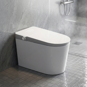 Toilette intelligente entièrement automatique avec siège chauffant intégré, à poser au sol, siphon en S, télécommande, pour appartement familial de petite taille - Product Image 1