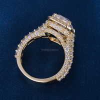 Maßgefertigte Damen 10k 14k 18k Massivgold PT950 Silber S925 3CT 5CT Smaragdschliff Labor-Diamant Hochzeits-Verlobungsringe mit Halo