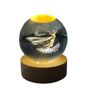 Veilleuse licorne carrousel lumineuse Princesse Elsa avec boule de cristal incrustée, décoration de chevet pour chambre <span class=keywords><strong>à</strong></span> coucher, cadeau de mariage/anniversaire - Product Image 5
