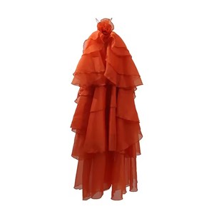 <span class=keywords><strong>Abito</strong></span> personalizzato <span class=keywords><strong>con</strong></span> <span class=keywords><strong>volant</strong></span> per le donne canotta a vita alta abiti eleganti moda femminile nuova - Product Image 4