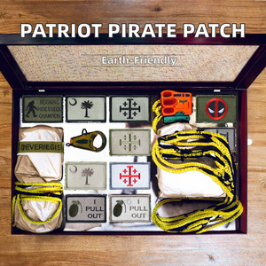 Parche Bordado Ecológico de Tela Táctica, Bandera Pirata 1776 con Diseño Patriótico 100% Bordado, Cierre de Gancho y Bucle - Product Image 2