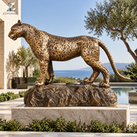 Grande sculpture en bronze Léopard, en acier au carbone, fonte, alliage d'aluminium, acier inoxydable, art animalier personnalisé pour hôtel, place publique, jardin