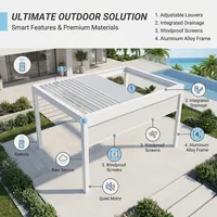 Pergola de terrasse électrique extérieure en aluminium, moderne, rétractable, résistante au vent et à l'eau, avec toit à lames, abri solaire pour entreprises