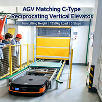 Ascenseur vertical à mouvement alternatif de type C, hauteur de levage 16000 mm, capacité 1250 kg, élévateur de convoyeur pour accueil AGV pour atelier de batteries au lithium