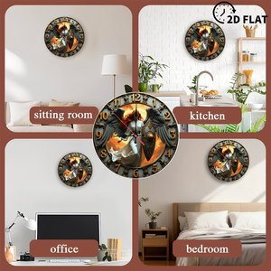 Round Wooden Wall <b>Clock</b> 25cm <b>Large</b> Numeral Silent Non Ticking Easy Read Home Living Room <b>Clock</b> - Product Image 5