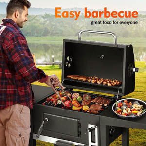 Barbecue portable en acier inoxydable au charbon de bois, fumoir et grill commercial pour l'extérieur et les fêtes en jardin - Product Image 5