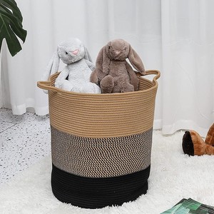 Woven Storage <b>Basket</b> <b>Round</b> Cotton Rope Eco-Friendly Clothing Organizer Laundry <b>Basket</b> - Product Image 3