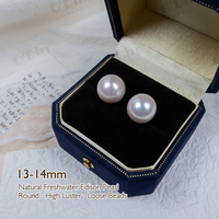 Perles d'eau douce naturelles Edison, 13-14 mm, grandes perles rondes, bon lustre, perles en vrac, vente en gros