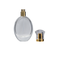 Bouteille d'atomiseur de parfum en verre transparent de 40ml conçue en usine forme plate ovale ronde avec pulvérisateur à pompe et bouchon de pulvérisation Carton emballé