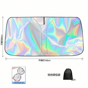 Pare-soleil de voiture personnalisé en pongé pour pare-brise avant, protection UV, double pare-soleil auto pliable avec logo, 2 pièces, promotionnel et moderne - Product Image 2