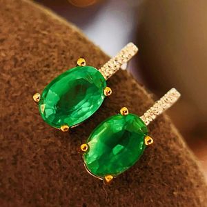 Xinfly 18k Gold Green Gem Stone Engagement Wedding Diamond <b>Stud</b> Earrings With 1ct Natural <b>Emerald</b> - Product Image 5