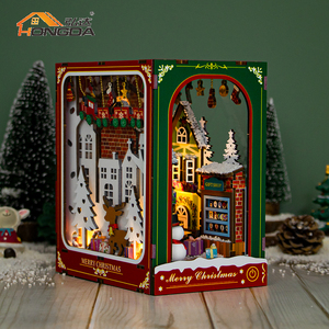 ชุดทำมือ Hongda New PC2417 ฉากหนังสือจิ๋วฤดูหนาวคริสต์มาส พร้อมไฟ - Product Image 3