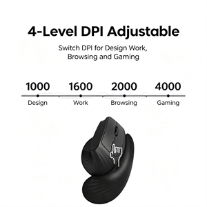 เมาส์แนวตั้งไร้สาย 2.4G สำหรับ 5.4 เมาส์แนวตั้งตามหลักสรีรศาสตร์ 1000-4000 DPI 6 ปุ่ม รองรับวินโดวส์ แมคโอเอส - Product Image 3