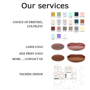 Bol double en Silicone avec aspiration, produit de qualité alimentaire pour tout-petits, couleur et Logo personnalisés, <span class=keywords><strong>vaisselle</strong></span> de table, assiette d'alimentation, 1 pièce - Product Image 5