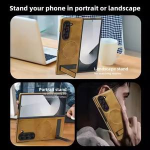 <span class=keywords><strong>Coque</strong></span> de téléphone magnétique en cuir PU pour <span class=keywords><strong>Samsung</strong></span> Z <span class=keywords><strong>Fold</strong></span> Flip 7 6 5 Étui de chargement sans fil Étui de téléphone portable de créateur - Product Image 6