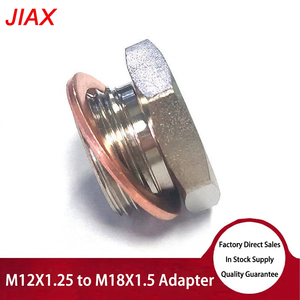 อะแดปเตอร์เกลียวตัวผู้ M18x1.5 เป็นตัวเมีย M12x1.25 พร้อมแหวนทองแดง, ตัวเชื่อมต่อระบบไอเสียรถยนต์แบบเหล็กกล้าคาร์บอนชุบนิกเกิล - Product Image 6