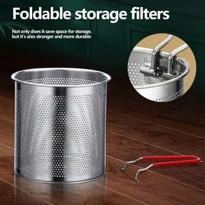 Erişte pişirmek için klasik çok fonksiyonlu 304 paslanmaz çelik yüksek sıcaklık mutfak araç seti derin yağ kızartma tavası - Product Image 4