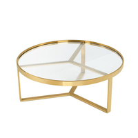 Table basse en marbre au Design classique de luxe, pour salon, hôtel, en acier inoxydable, en verre trempé rond